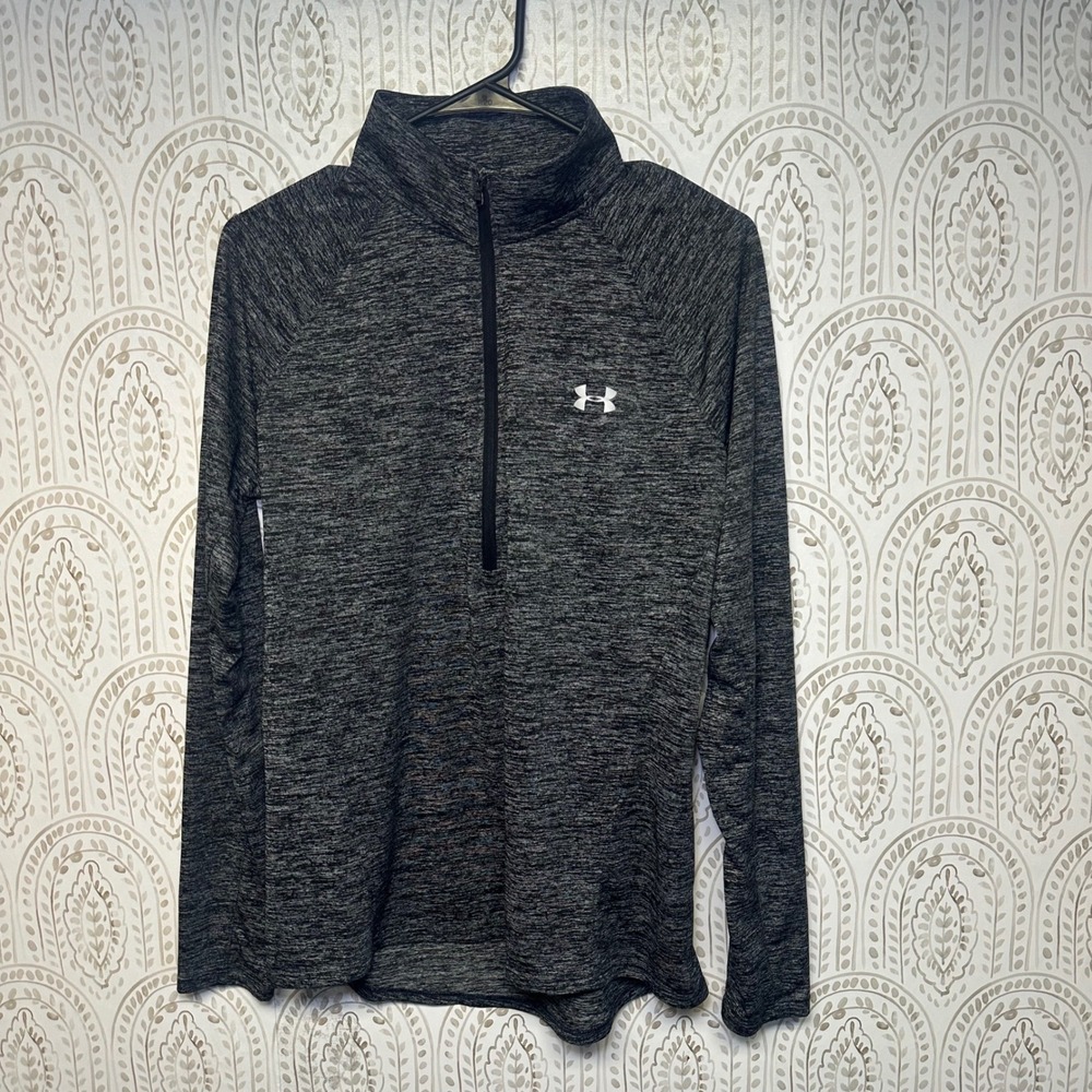 Under Armour HeatGear Women's Gray Heathered 1/4 Zip Pullover Top‎ LG